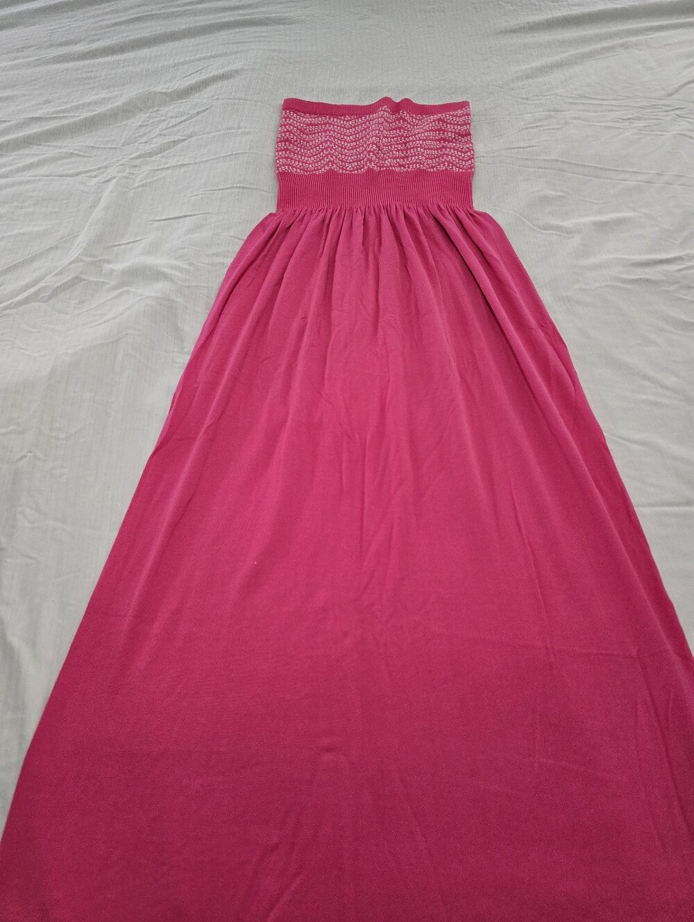 Strapless Bodice Maxi Dress - Hot Pink